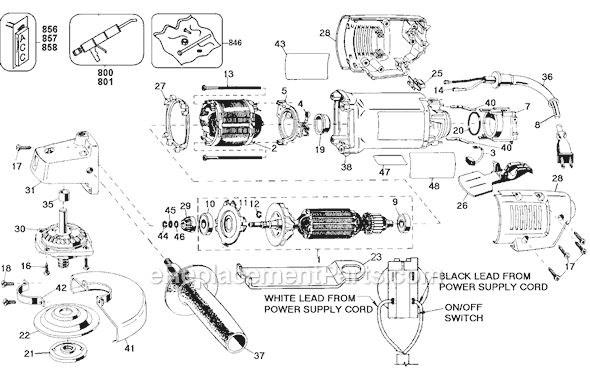 Page A Diagram and Parts List for 6246 Type 101 Black and Decker Angle Grinder